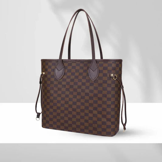 The Haswear Checkered Tote Dark Brown - HASWEAR