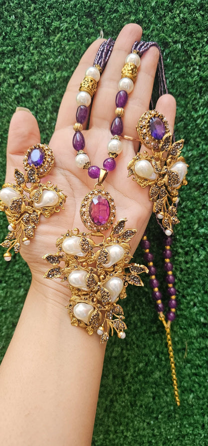 Handcrafted Turkish Mala Set with Earrings - HASWEAR