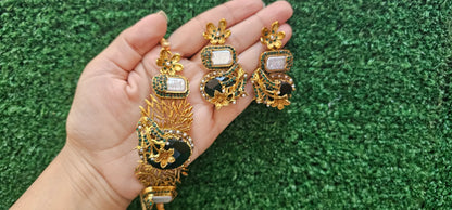 Handmade Green Choker Set with Earrings - HASWEAR