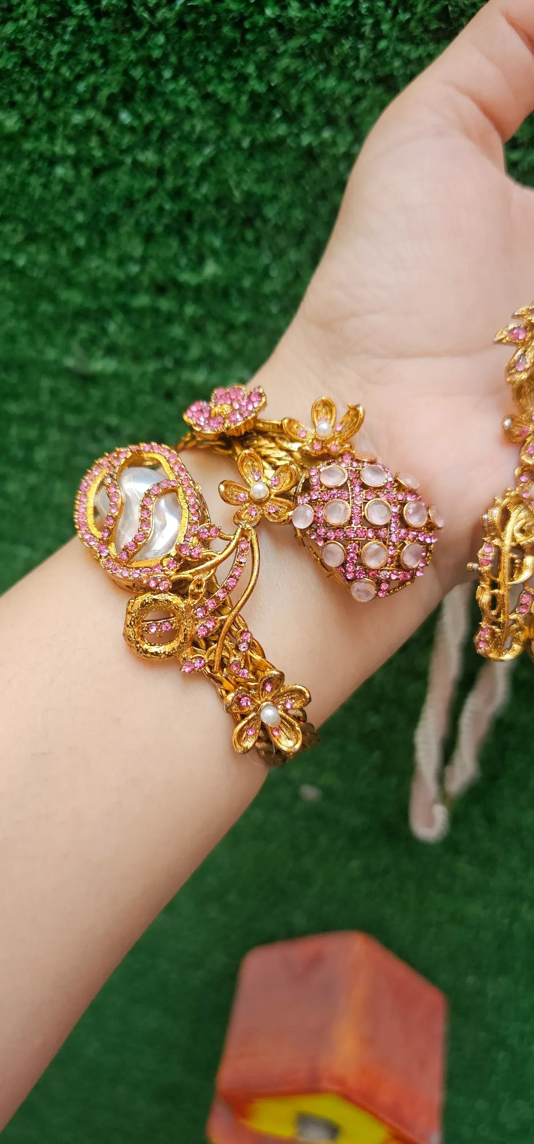 Handmade Pink Mala Set with Earrings & Kangan - HASWEAR