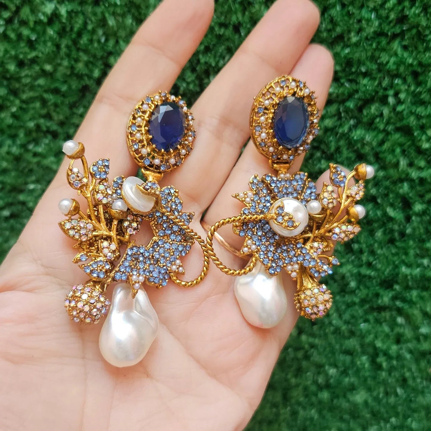 Handmade Blue Antique Earrings - HASWEAR