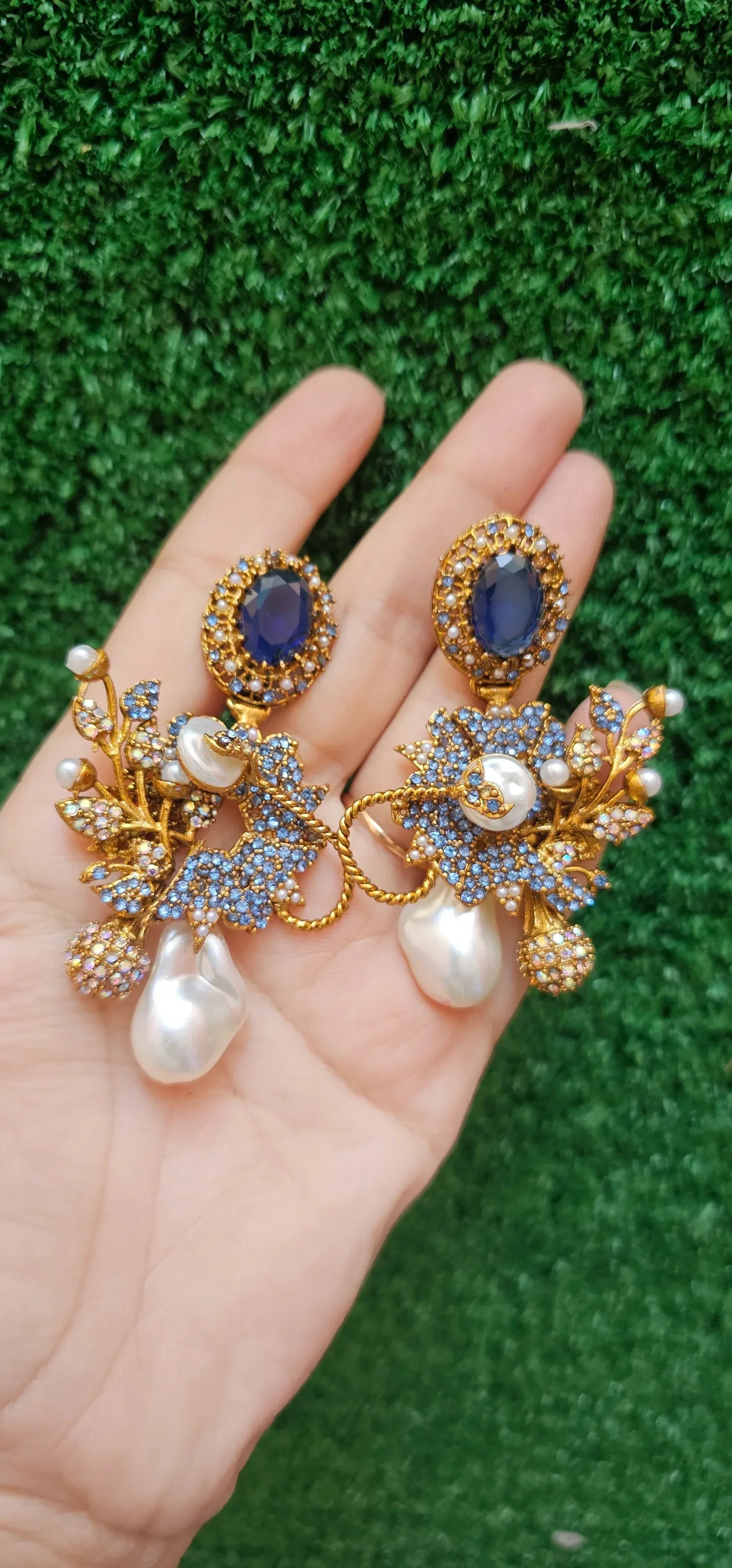Handmade Blue Antique Earrings - HASWEAR