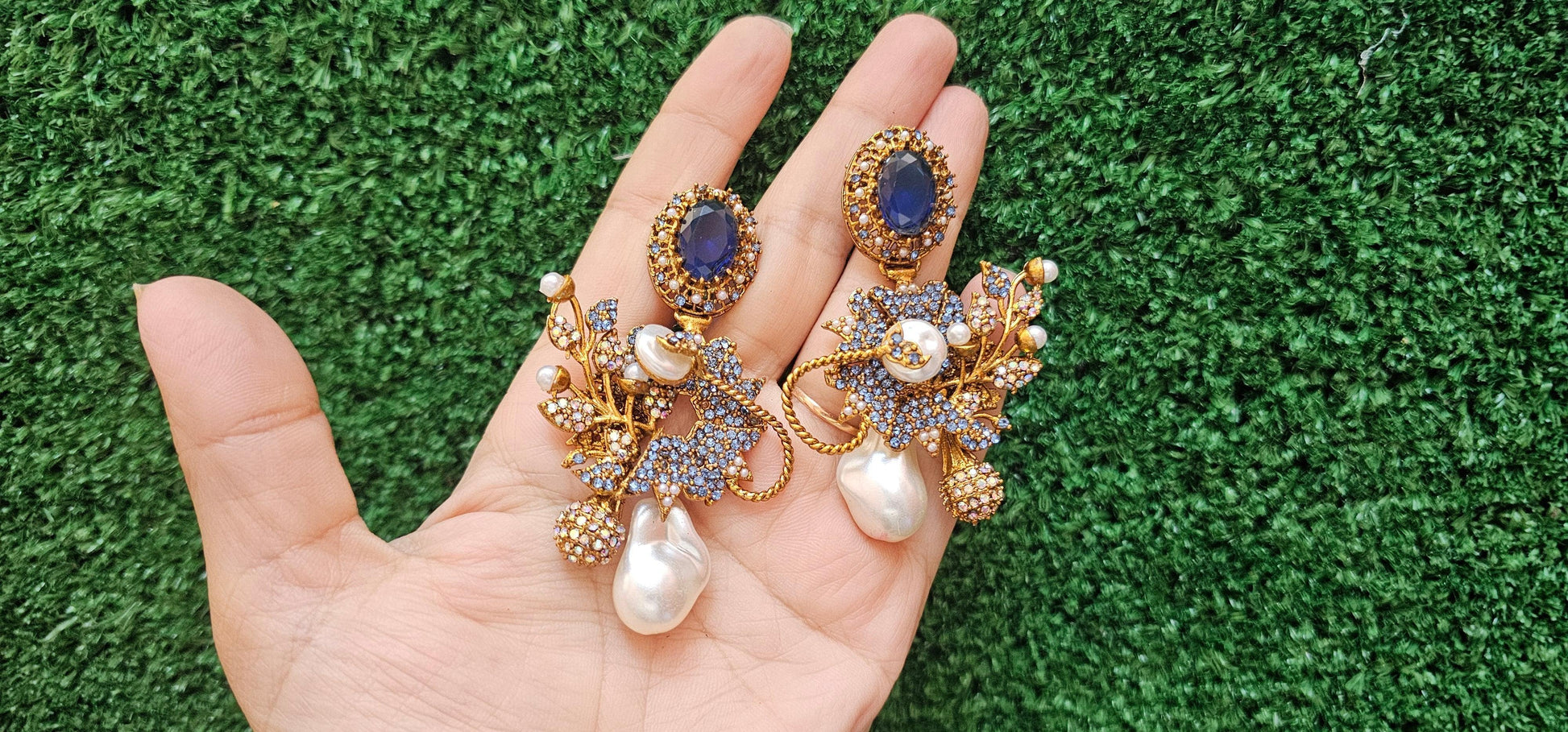 Handmade Blue Antique Earrings - HASWEAR