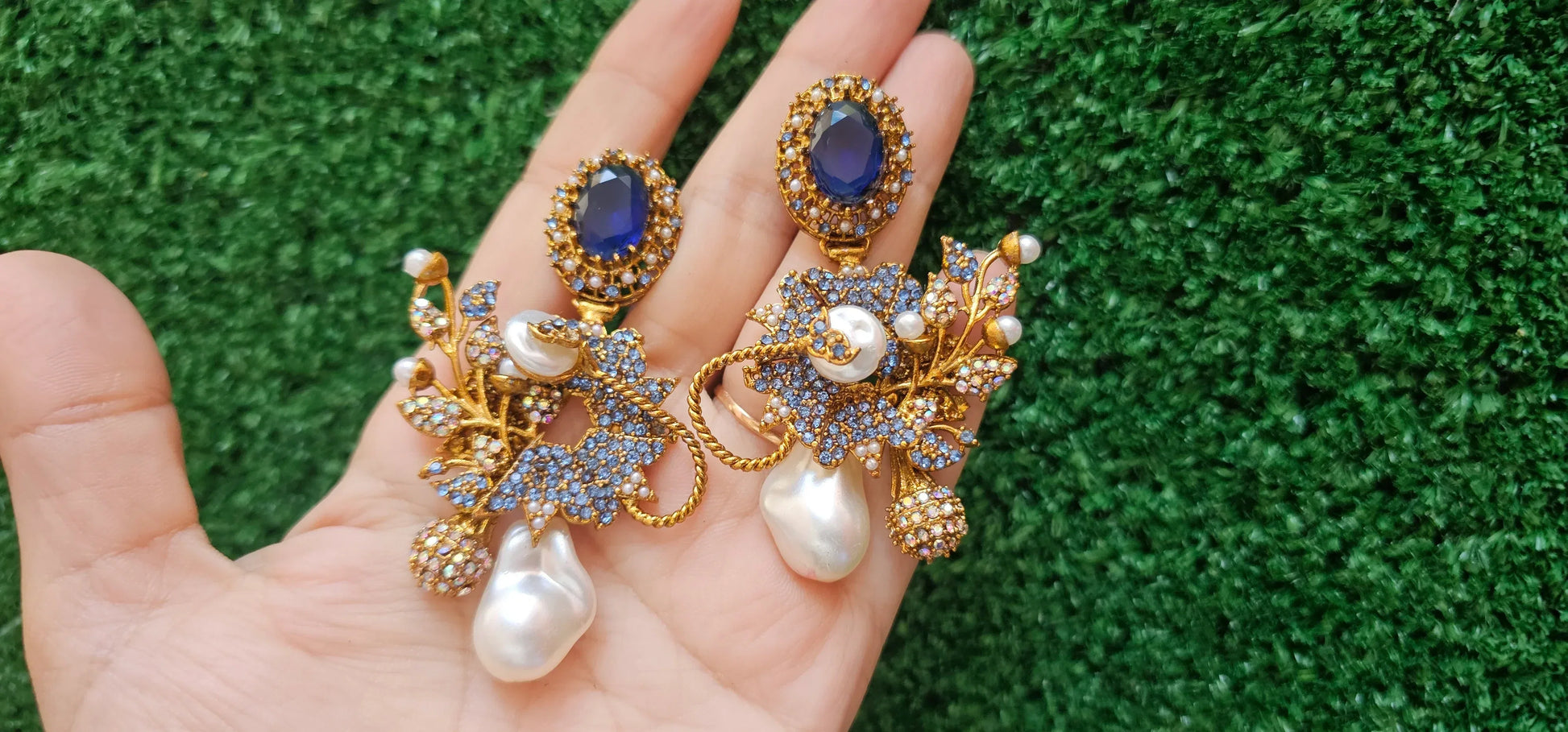 Handmade Blue Antique Earrings - HASWEAR