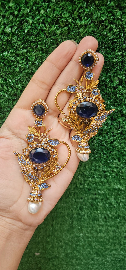 Handmade Blue Turkish Earrings - HASWEAR