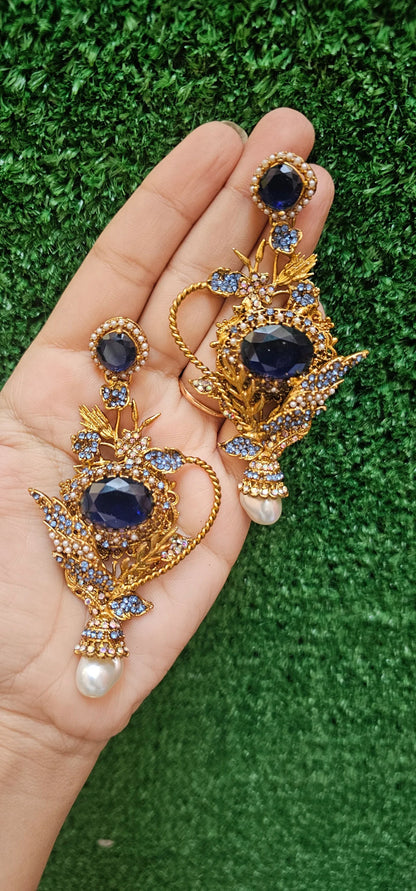 Handmade Blue Turkish Earrings - HASWEAR