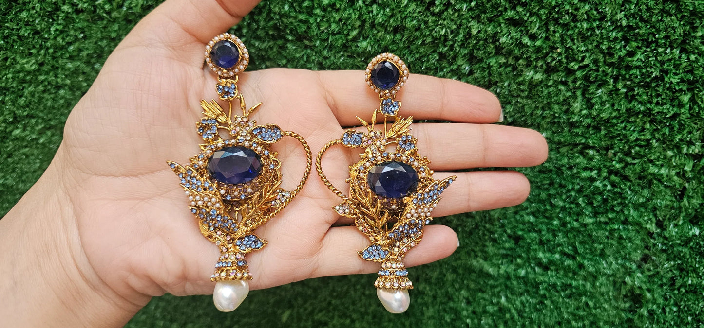 Handmade Blue Turkish Earrings - HASWEAR