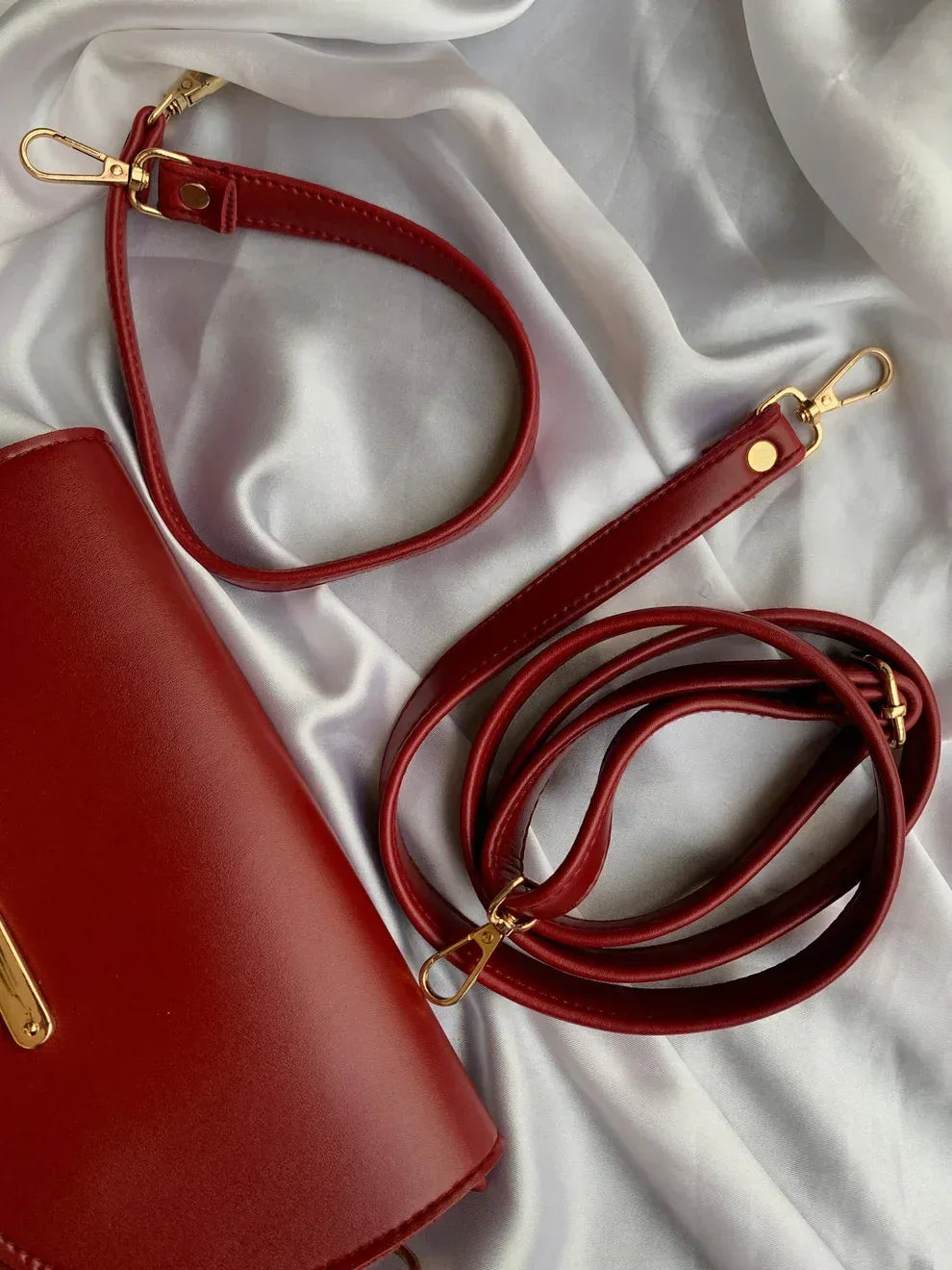 Chic Red Dual Strap Bag - HASWEAR