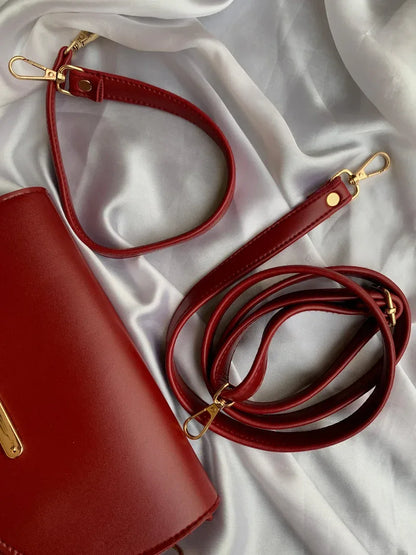Chic Red Dual Strap Bag - HASWEAR