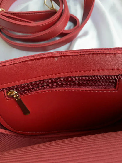 Chic Red Dual Strap Bag - HASWEAR