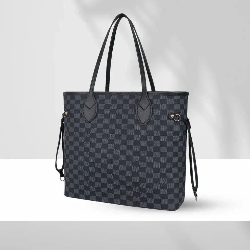 The Haswear Checkered Tote Dark Brown - HASWEAR