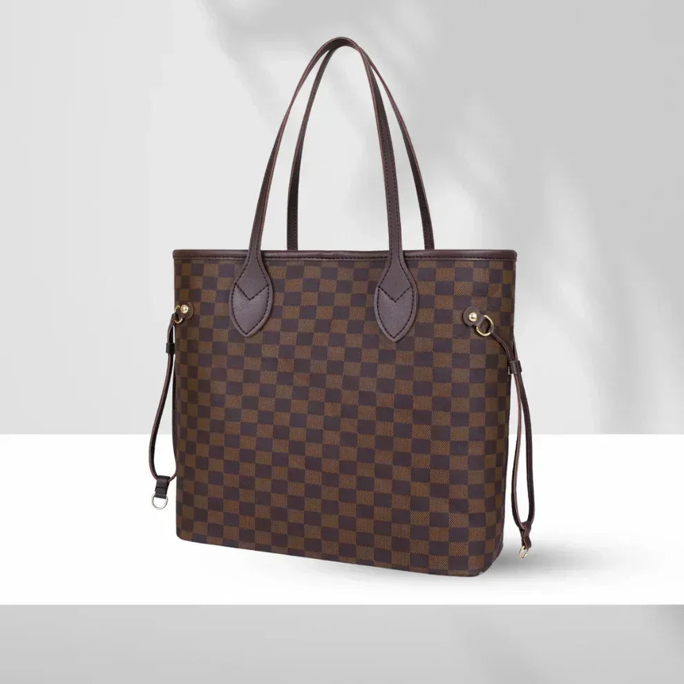 The Haswear Checkered Tote Dark Brown - HASWEAR